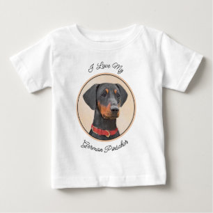 Camiseta Pintura do Pinscher Alemão Arte Animal Original