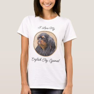 Camiseta Pintura do Spaniel de Brinquedo Inglês Arte Animal