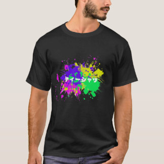 Camiseta Pintura do Splatter com logotipo japonês