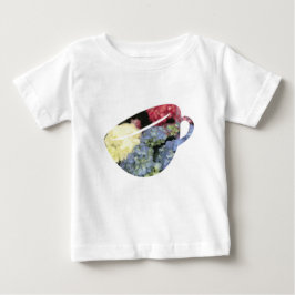 Camiseta Pintura do Teacup do Flor com Hipodrangea Azul e R