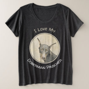 Camiseta Pintura Doberman Pinscher - Arte Original para Cac