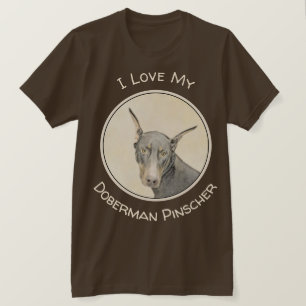 Camiseta Pintura Doberman Pinscher - Arte Original para Cac