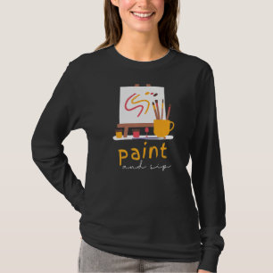 Camiseta Pintura e Bebendo de Vinho de Festa Sip Pintura Ar