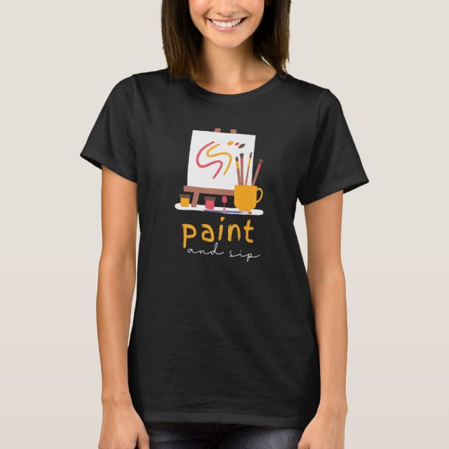 Camiseta Pintura e Bebendo de Vinho de Festa Sip Pintura Ar (Frente)