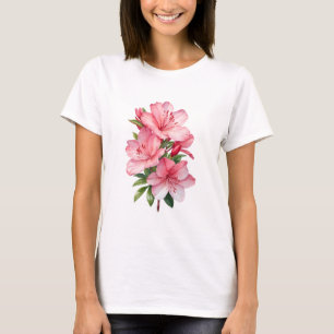 Camiseta Pintura em aquarela de flor de azálea