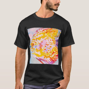 Camiseta Pintura em Aquarela de Peixes Colorida Brilhante