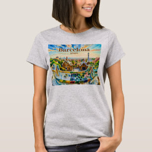 Camiseta Pintura em aquarela personalizada do Parque Güell 