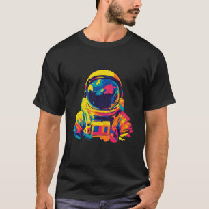 Camiseta Pintura em Aquarela Retrato Astronauta