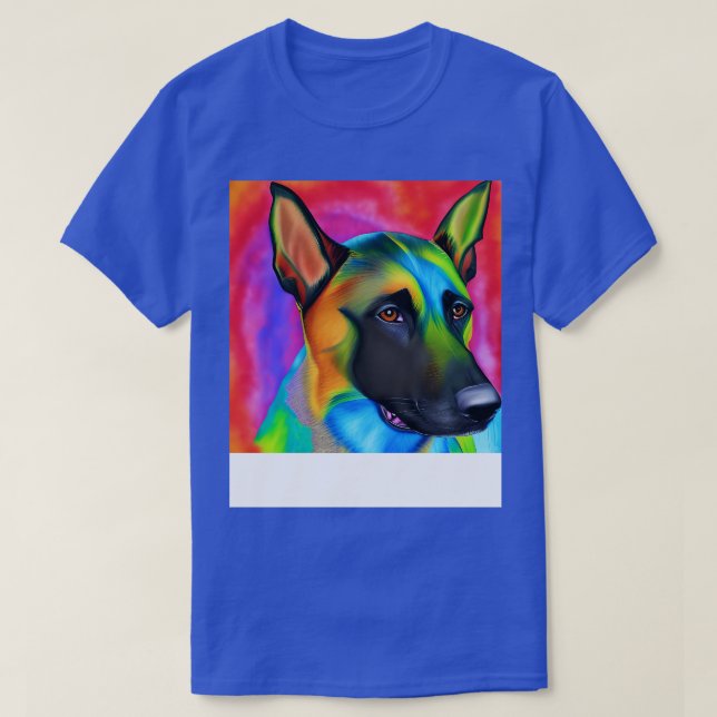 Camiseta Pintura em arco-íris de porco belga Malinois (Frente do Design)