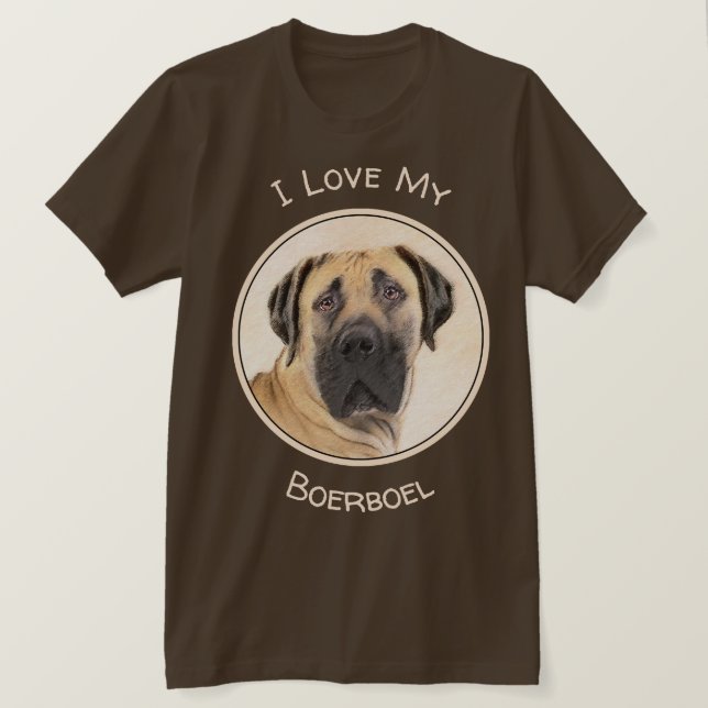Camiseta Pintura em Boerboel - Arte Cachorra Original (Frente do Design)