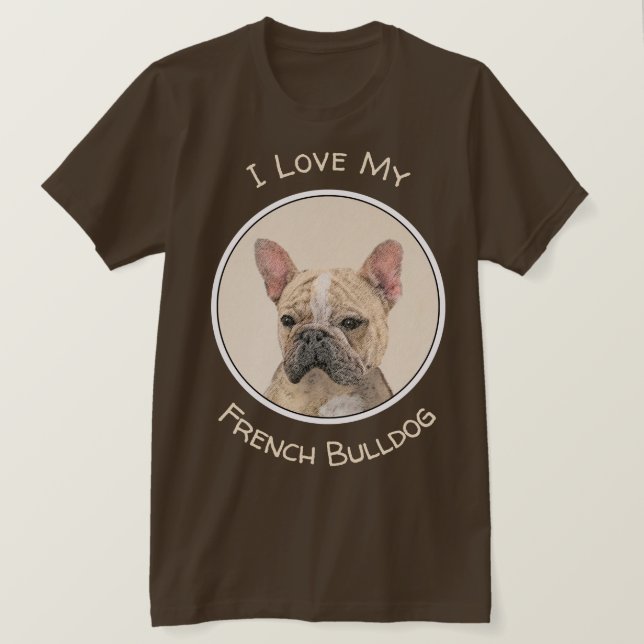 Camiseta Pintura em Bulldog Francês (Sable) - Pintura Origi (Frente do Design)