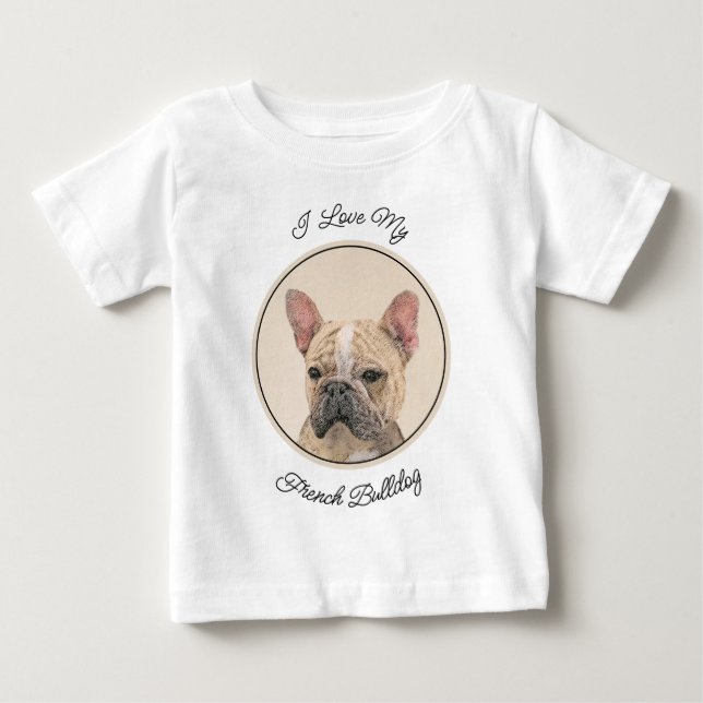 Camiseta Pintura em Bulldog Francês (Sable) - Pintura Origi (Frente)