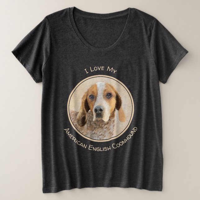 Camiseta Pintura em Coonhound Inglês Americano - Arte Canin (Frente do Design)