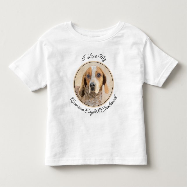 Camiseta Pintura em Coonhound Inglês Americano - Arte Canin (Frente)