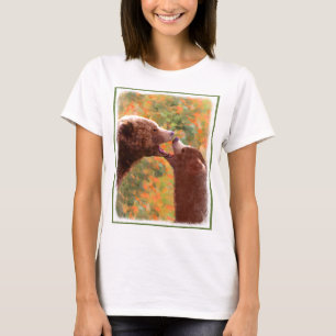 Camiseta Pintura em Cubo e Mãe de Urso Grizzly - Arte da Vi