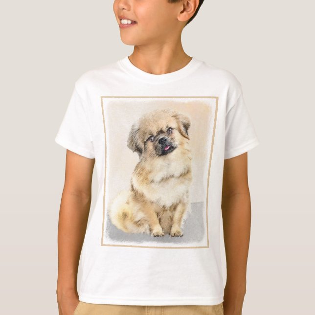 Camiseta Pintura em espanhol tibetano - Arte canina origina (Frente)