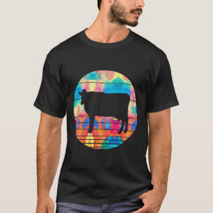 Camiseta Pintura em estilo retrô de vaca leiteira animal vi