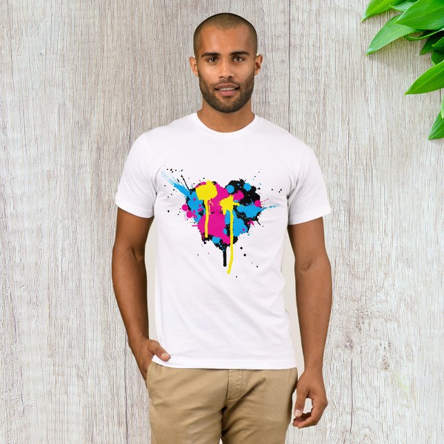 Camiseta Pintura em Forma de Coração com respingos de Tinta (Criador carregado)