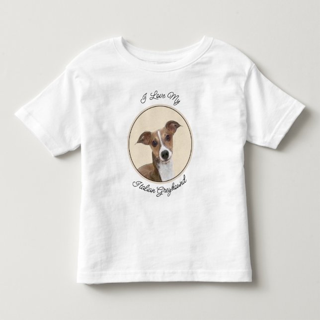Camiseta Pintura em Greyhound Italiano - Arte de Cachorro O (Frente)