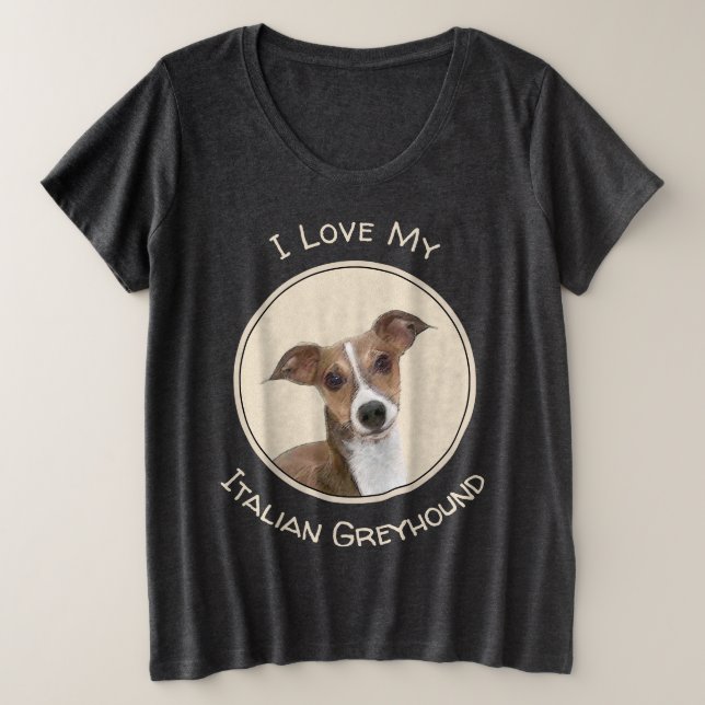Camiseta Pintura em Greyhound Italiano - Arte de Cachorro O (Frente do Design)