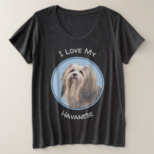 Camiseta Pintura em Havanês (Prata) - Arte Canina Original