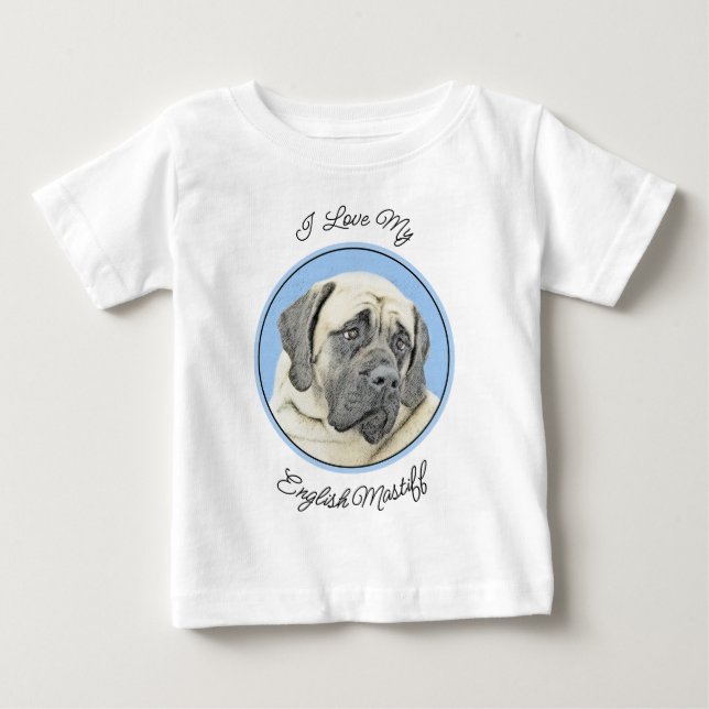 Camiseta Pintura em Inglês Mastiff (Fawn) - Arte Original p (Frente)