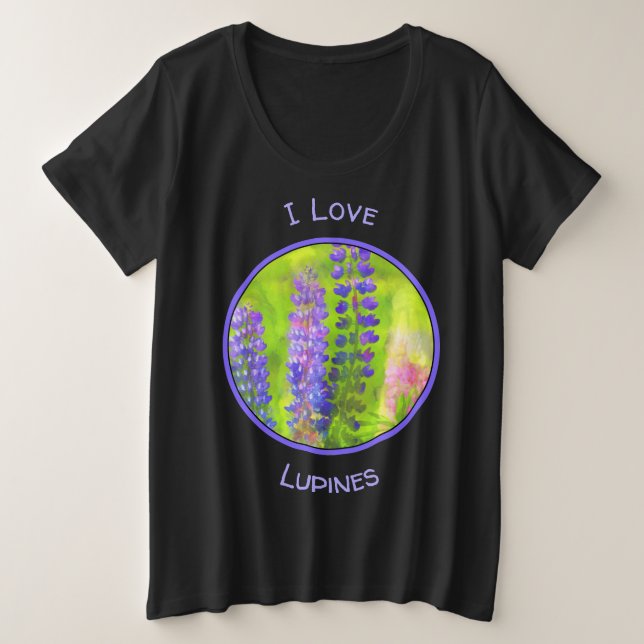 Camiseta Pintura em Lupine - Arte Flor Original (Frente do Design)
