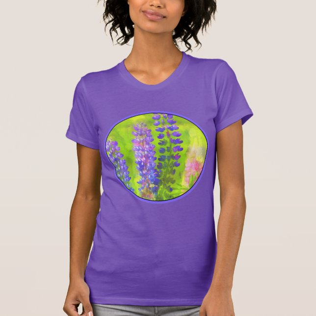 Camiseta Pintura em Lupine - Arte Flor Original (Frente)