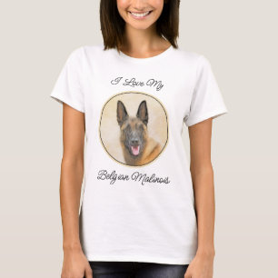 Camiseta Pintura em Malinois Belga - Arte Cachorra Original