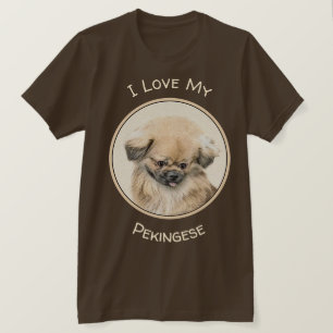 Camiseta Pintura em Pekingese - Arte Cachorra Original