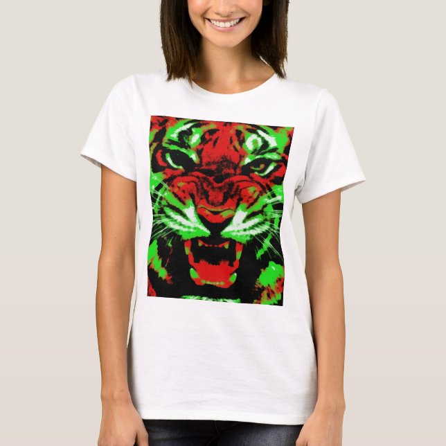 Camiseta Pintura em Rosto Vermelho e Verde (Frente)