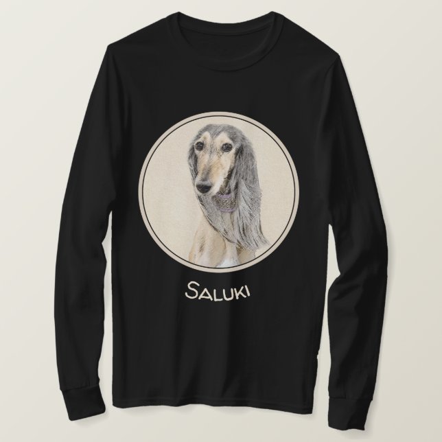Camiseta Pintura em Saluki (Fawn) - Arte de Cachorro Origin (Frente do Design)
