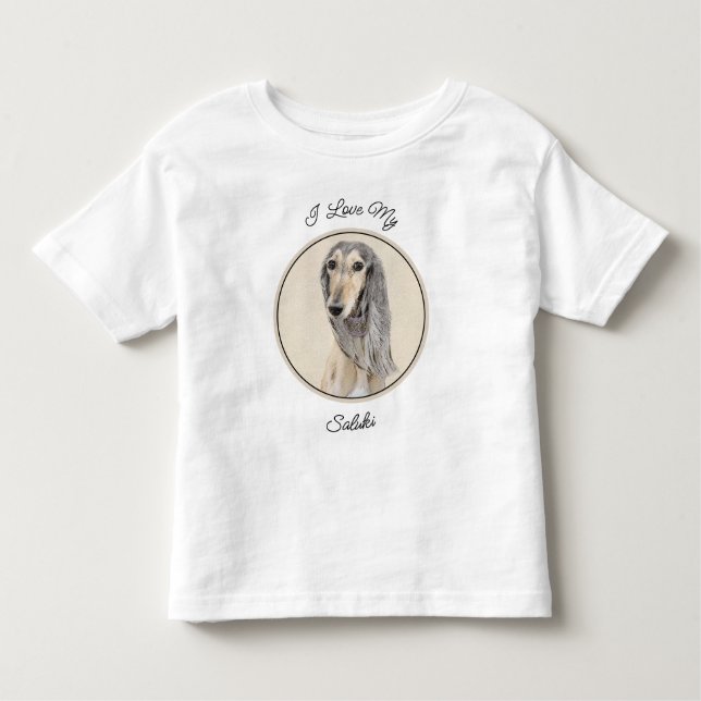 Camiseta Pintura em Saluki (Fawn) - Arte de Cachorro Origin (Frente)