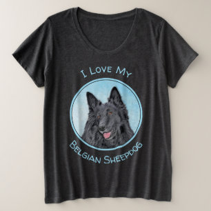 Camiseta Pintura em Sheepdog Belga - Arte Cachorro Original