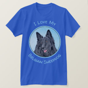 Camiseta Pintura em Sheepdog Belga - Arte em Cachorro Origi