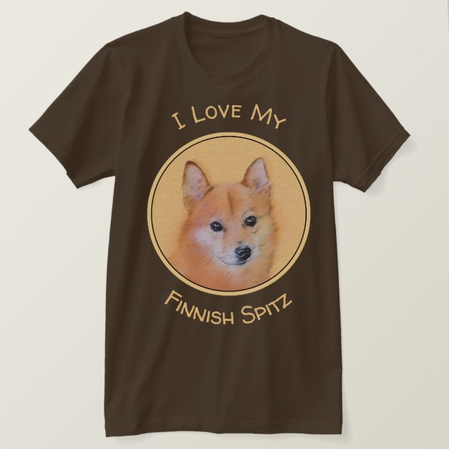 Camiseta Pintura em Spitz Finlandês - Arte Cachorosa Origin (Frente do Design)