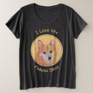 Camiseta Pintura em Spitz Finlandês - Arte Cão Original B