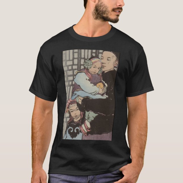 Camiseta Pintura em Vintage - Pai Chinês e Filha (Frente)