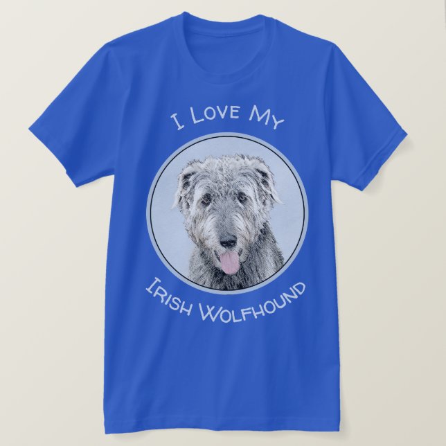 Camiseta Pintura em Wolfhound Irlandês - Arte Cão Original  (Frente do Design)