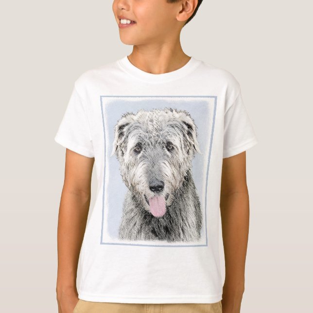 Camiseta Pintura em Wolfhound Irlandês - Arte em Cachorro O (Frente)