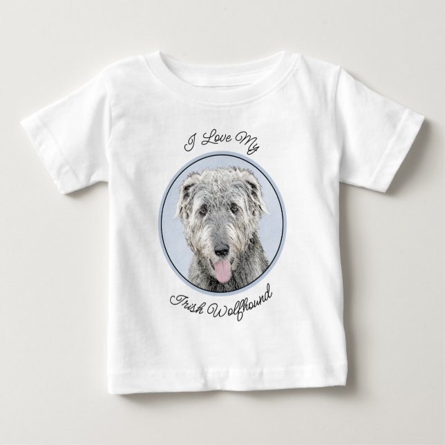 Camiseta Pintura em Wolfhound Irlandês - Arte em Cachorro O (Frente)