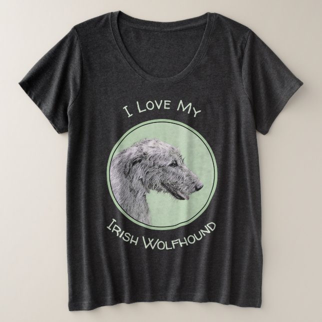 Camiseta Pintura em Wolfhound Irlandês - Arte em Cachorro O (Frente do Design)