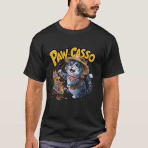 Camiseta pintura engraçada de gato com pata casso pai mãe c