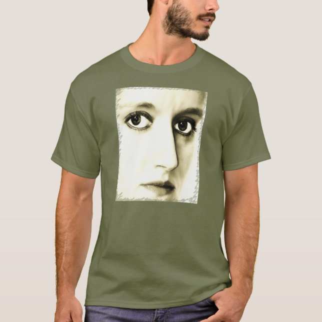 Camiseta Pintura/esboço de rosto feminino (Frente)