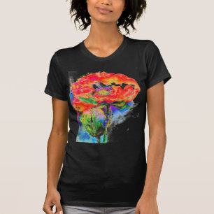 Camiseta Pintura floral de abstrato vermelho elegante