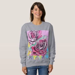 Camiseta Pintura Floral Flores Rosa Aquarela Rosa Vermelha
