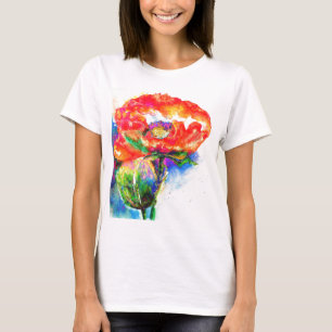 Camiseta Pintura floral vermelha Elegante