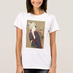 Camiseta Pintura japonesa. Mulher com bebê C. 1909