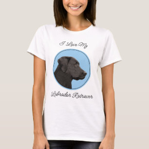 Camiseta Pintura Labrador Retriever Preto Arte Original de