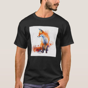 Camiseta Pintura Laranja Clara Fox Ilustração Aquarela Home